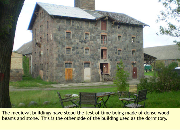 The medieval buildings have stood the test of time being made of dense wood beams and stone. This is the other side of the building used as the dormitory.